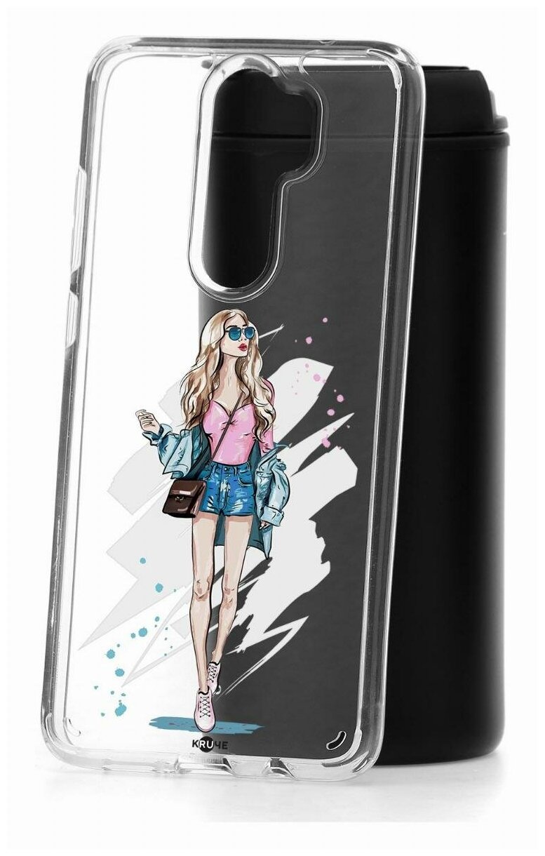 Чехол для Xiaomi Redmi Note 8 Pro Kruche Print Fashion Girl, противоударная пластиковая накладка с рисунком, силиконовый бампер с защитой камеры