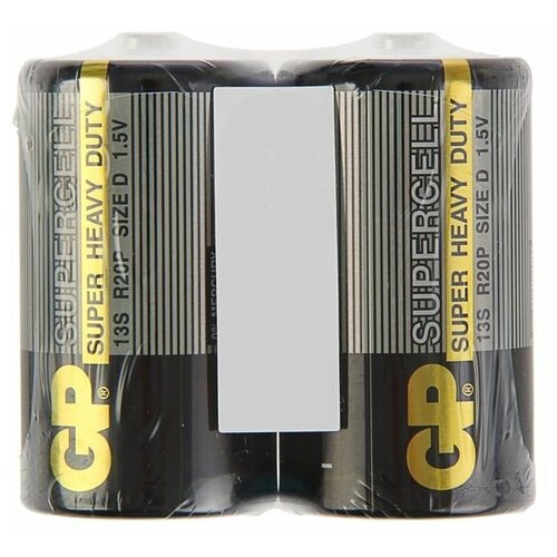 Батарейка солевая GP Supercell Super Heavy Duty, 13S R20Р, 1.5В, спайка, 2 шт./В упаковке шт: 1