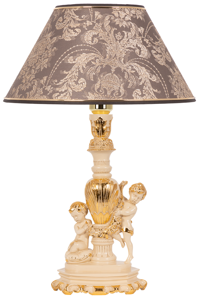 Настольная лампа Bogacho Путти с абажуром №38 голдбраун