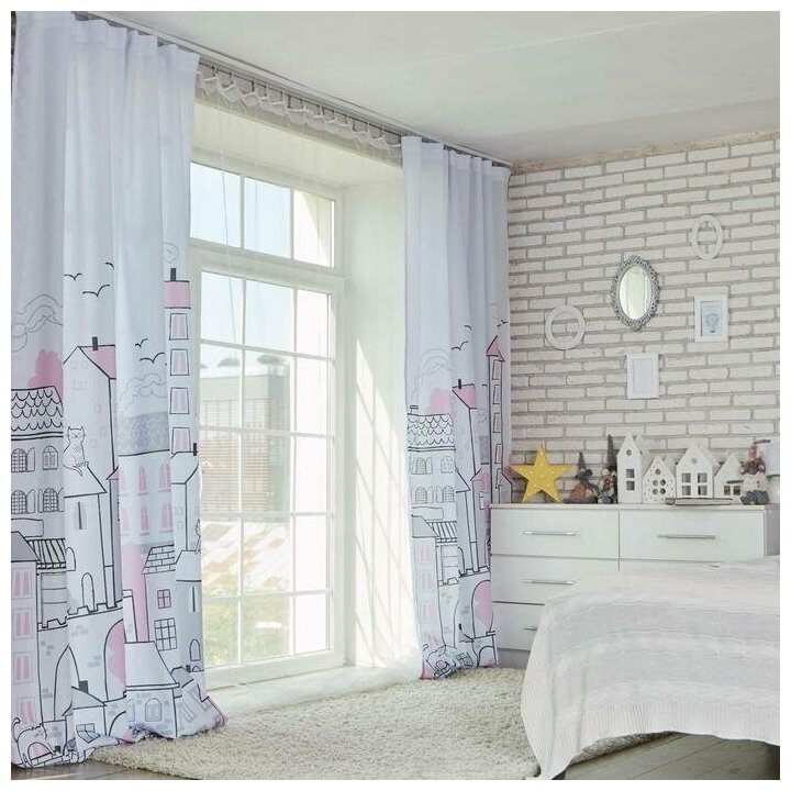 фото Этель Комплект штор "Этель" Sweet home rose 145*260 см-2 шт, 100% п/э, 140 г/м2