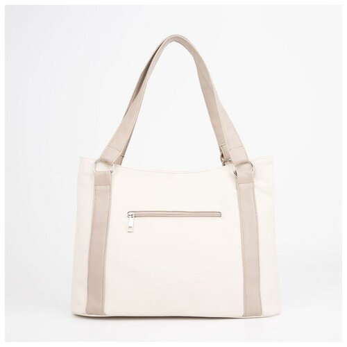 фото Сумка-тоут, отдел на молнии, наружный карман, цвет бежевый miss bag