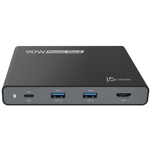 Док-станция j5create Built-in USB-C Travel Dock 90W (2xUSB 3.0, HDMI, USB Type-C). Черный JCDP392 док станция lenovo thinkpad hybrid usb c with usb a dock черный