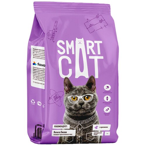 SMART CAT для взрослых кошек с кроликом (5 кг х 3 шт)