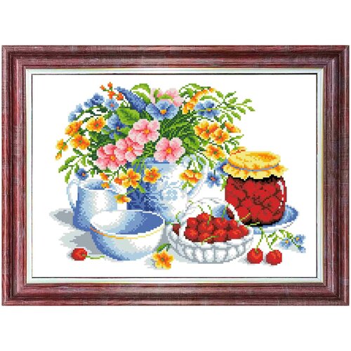 фото Набор для вышивки с нанесенным рисунком каролинка арт. кткн-153(р) вишневое варенье 23х30 см