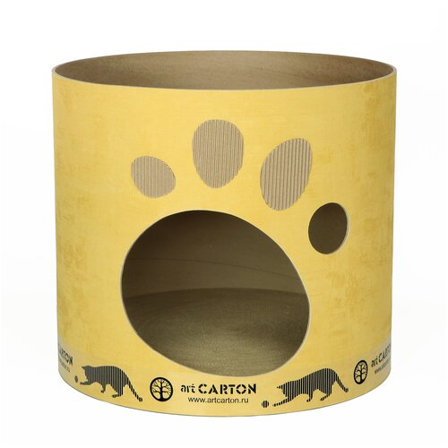 Домик с когтеточкой из картона TOWER диаметр 41 см арткартон для крупных кошек до 6 кг с двумя уровнями и жестким бортиком. Срок службы до 5-ти лет.