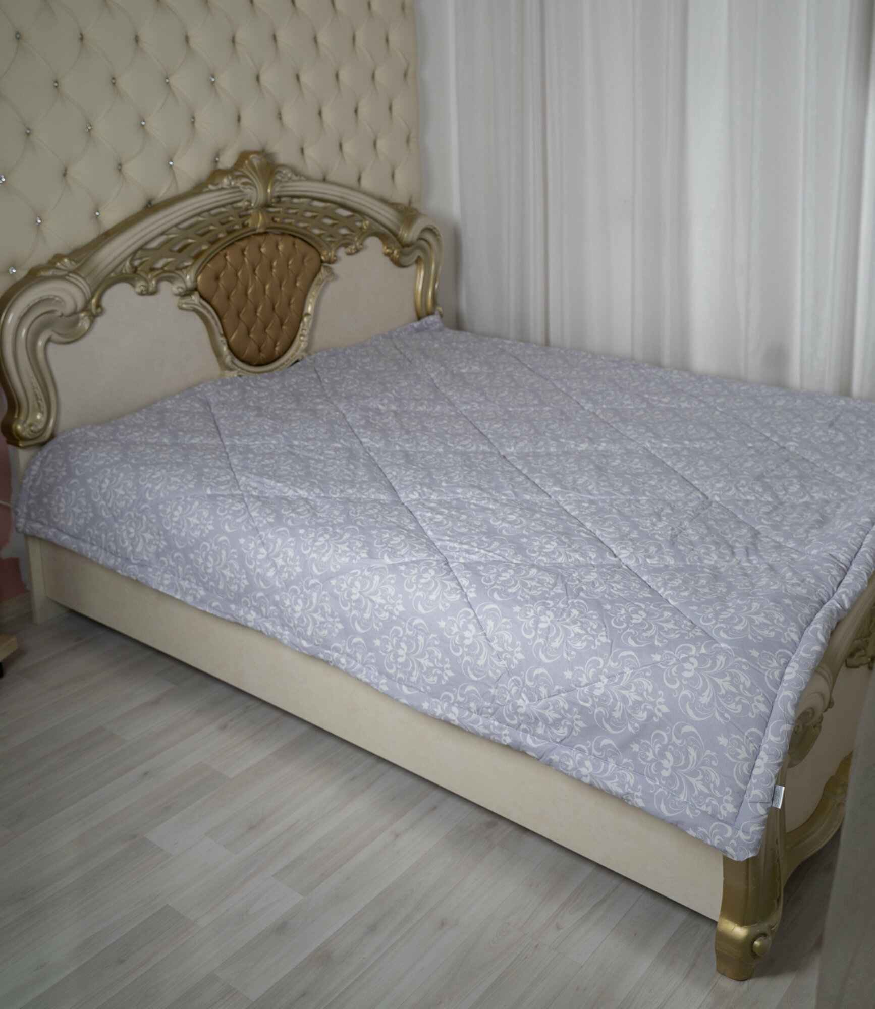 Одеяло зимнее утепленное лён двуспальное (172х205) "лаванда" - фотография № 12