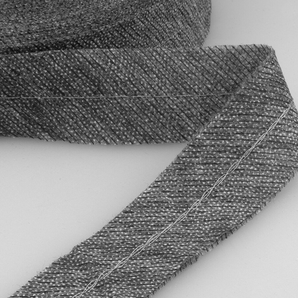 фото Лента нитепрошивная по косой усиленная строчкой (9524) серый 15 мм/100м
