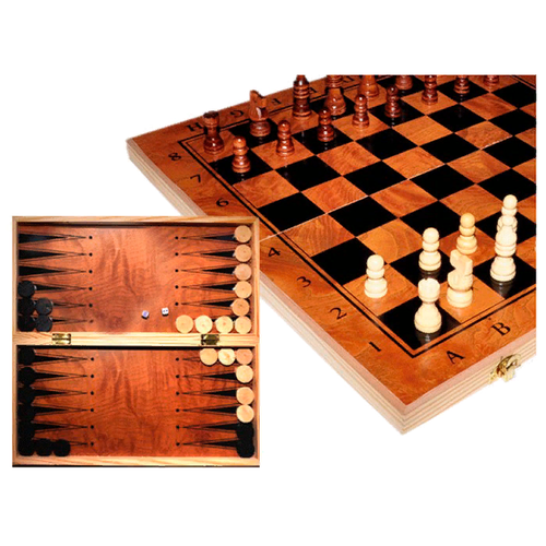 Игра 3 в 1 нарды, шахматы, шашки S2414, 27977 черный, коричневый, бежевый