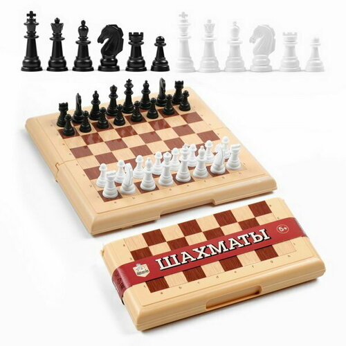 Шахматы 21 x 21 см, доска и фигуры пластик, король h-3.8 см, d-1.5 см