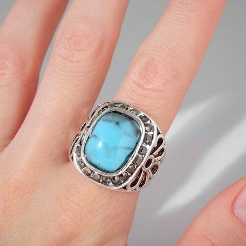 Кольцо Queen Fair, искусственный камень, голубой, бирюзовый кольцо теропром искусственный камень голубой бирюзовый