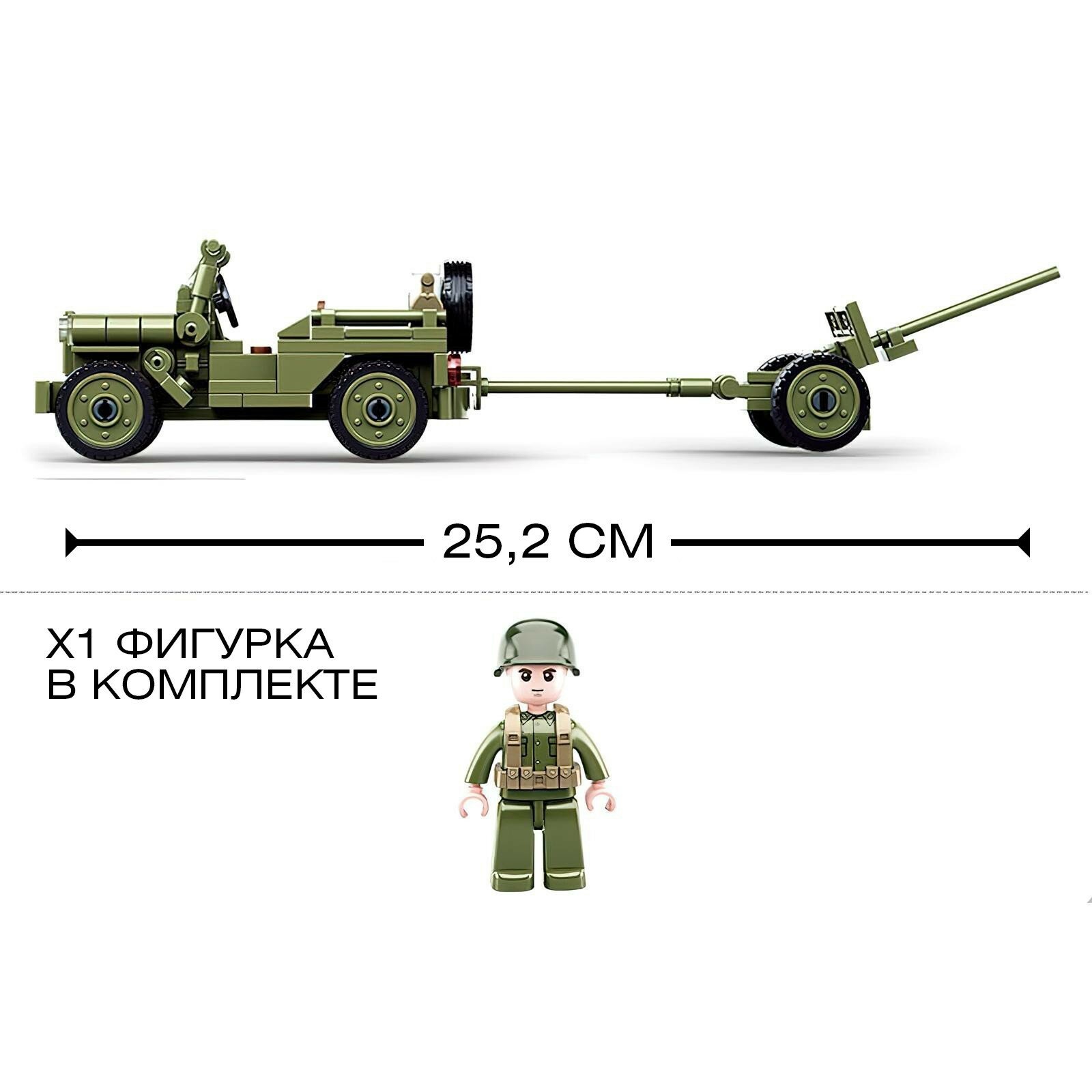 Конструктор Sluban серия Армия, модель M38-B0853, Боевая техника внедорожник Виллис 143 детали