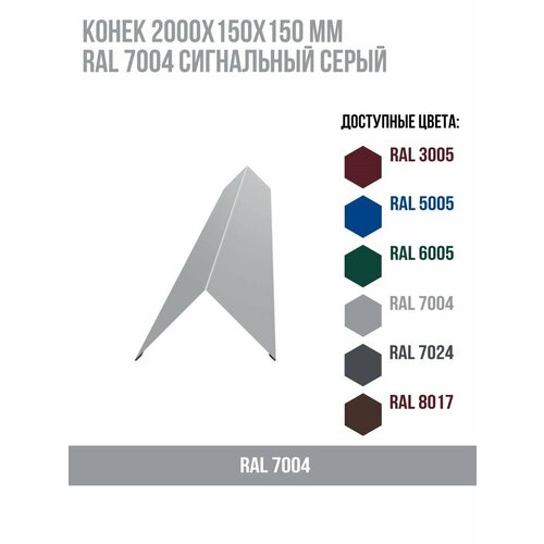 Конек 2000х150х150мм RAL 7004 Сигнальный серый(упк. 2 шт)