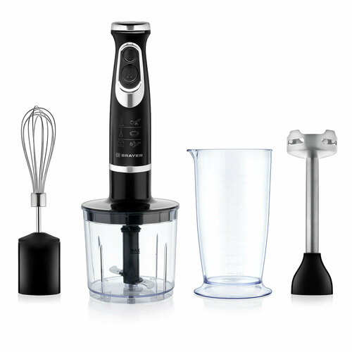 Блендер погружной BRAYER BR1240 800Вт 2 скорости 3 насадки стакан черный 556200₽