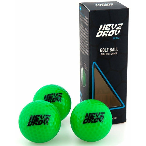 Мячи для гольфа NEVZOROV Team, 2-х слойный, зеленый, комплект 3 шт