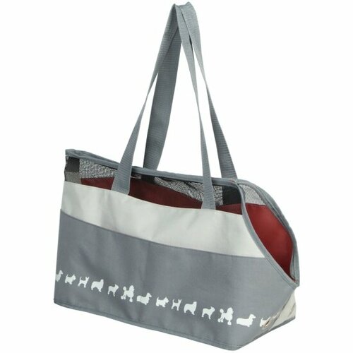 Сумка-переноска Асиндо для животных Суматра светло-серая с серым, 41*21*27 см