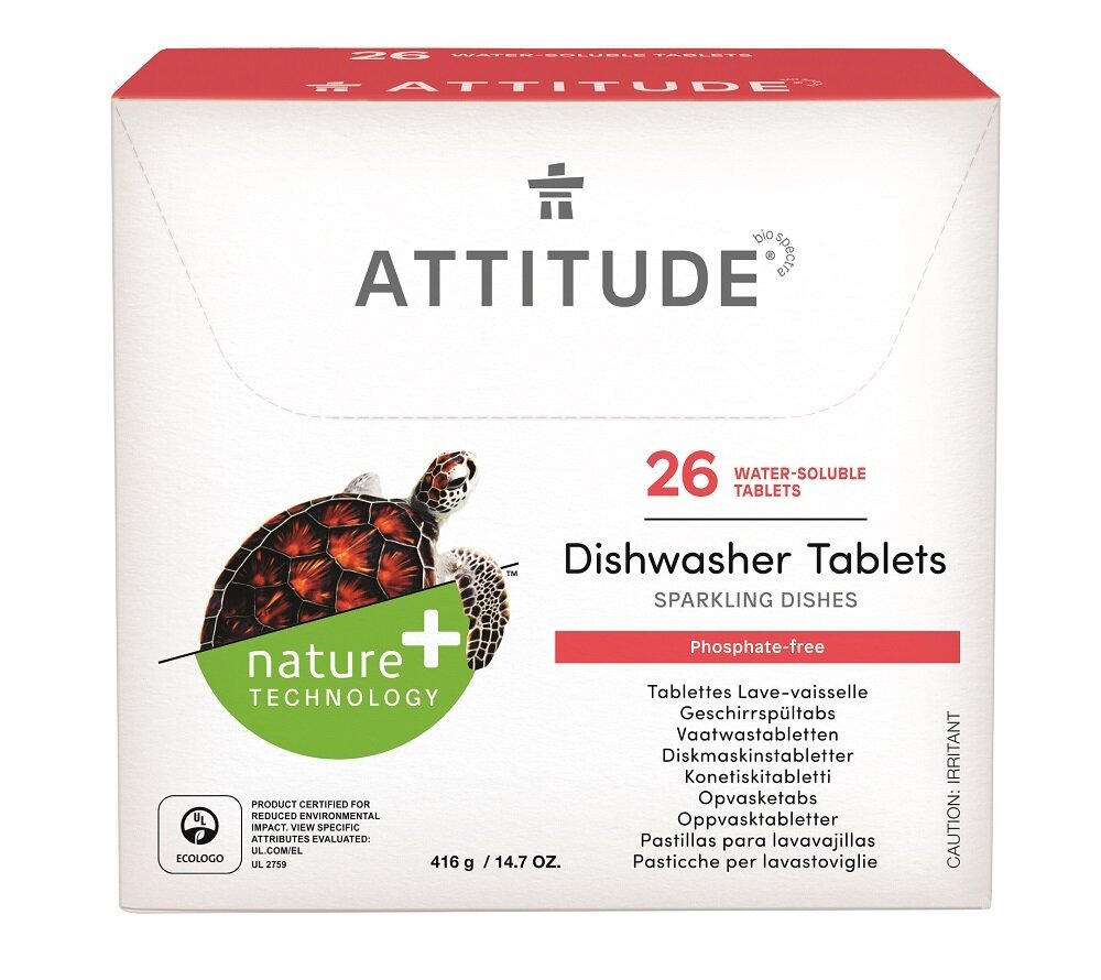 Attitude таблетки для посудомоечной машины Все-в-одном Eco Pouches Экологические 26 шт