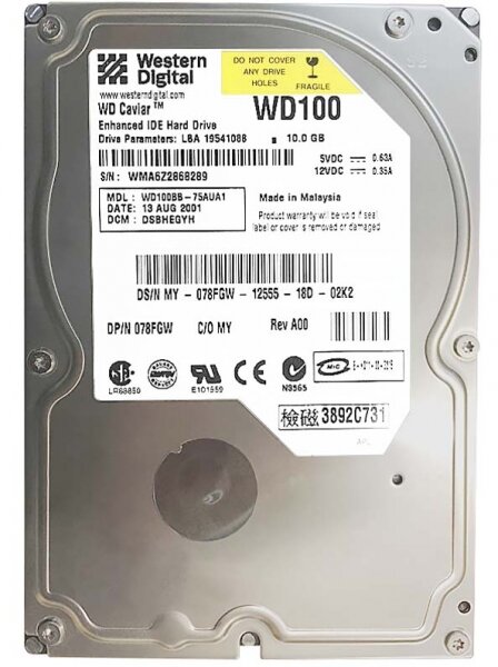 Жесткий диск Western Digital WD100BB 10Gb 7200 IDE 3.5" HDD