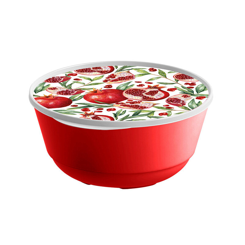 фото Миска IDIland Bergamo с Крышкой с Декором (Красный) 2л 1 шт