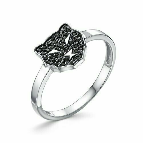 фото Кольцо diamant online, серебро, 925 проба, фианит, размер 18, черный