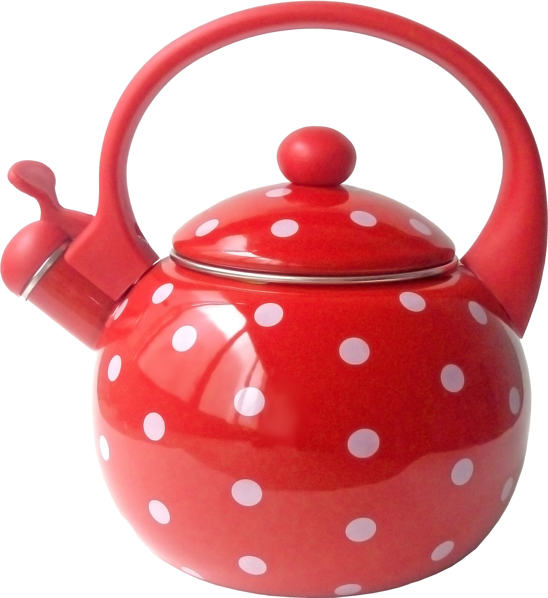 Чайник со свистком для газовой плиты эмалированный 2.5 л Kelli, индукционный, красный 2.5 литра