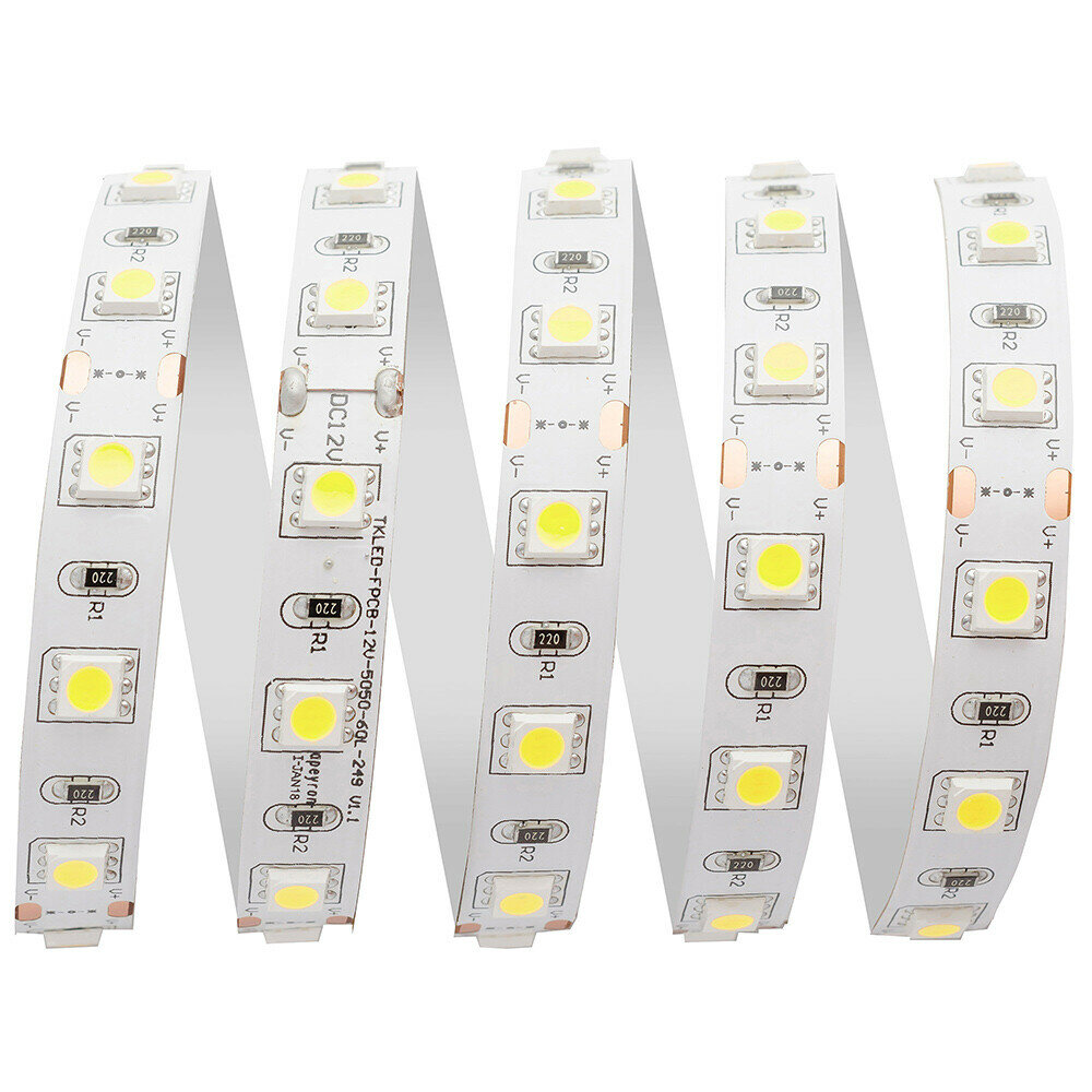 Лента светодиодная Apeyron LED smd 5050, 60 led/1м, 12В, IP23, 14,4Вт/м, 700Лм/м, холодный белый, 5м - фото №10