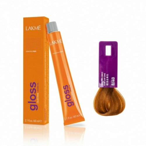 Lakme тонирующая крем-краска Gloss Color Rinse, 8/40 светло-белокурый медно-красный крем краска lakme gloss тонирующая тон 0 40 оранжевый микстон 60 мл