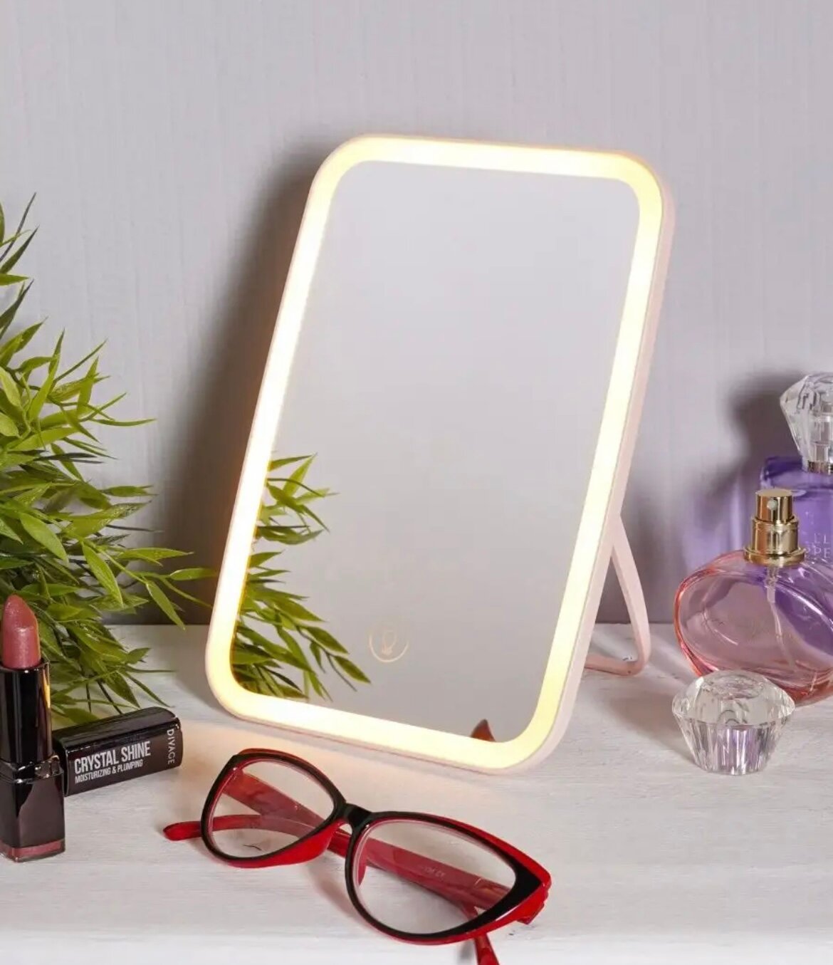 Зеркало косметическое с подсветкой 3 режима настольное. LED белое