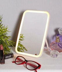 Зеркало косметическое с подсветкой 3 режима, LED розовое