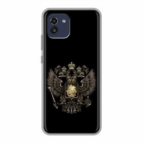 Дизайнерский силиконовый чехол для Самсунг А03 / Samsung Galaxy A03 герб России золотой