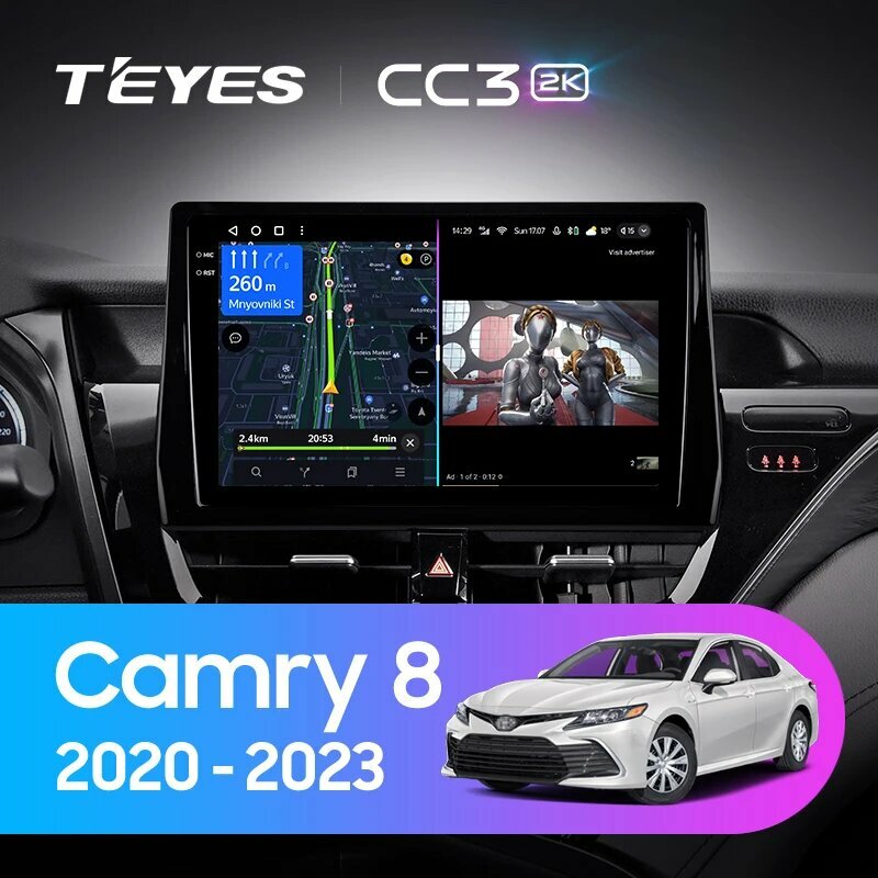 Магнитола Teyes CC3 2K 4-64 Toyota Camry VIII 8 XV70 2020 — 2021 10.36" (1DIN)