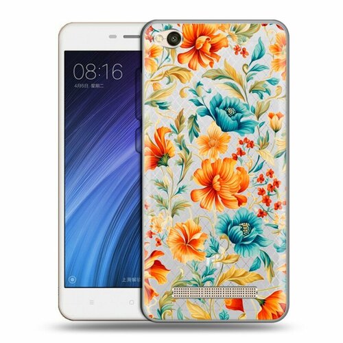 Полупрозрачный дизайнерский силиконовый чехол для Сяоми Редми 4А / Xiaomi RedMi 4A Цветочный паттерн матовый чехол trekking для xiaomi redmi 4a сяоми редми 4а с эффектом блика черный