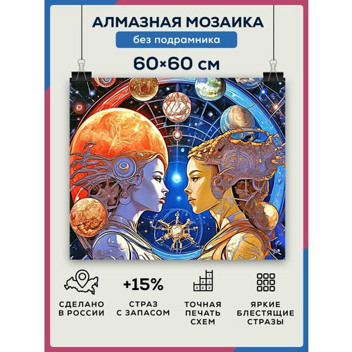 Алмазная мозаика 60x60 Борьба без подрамника