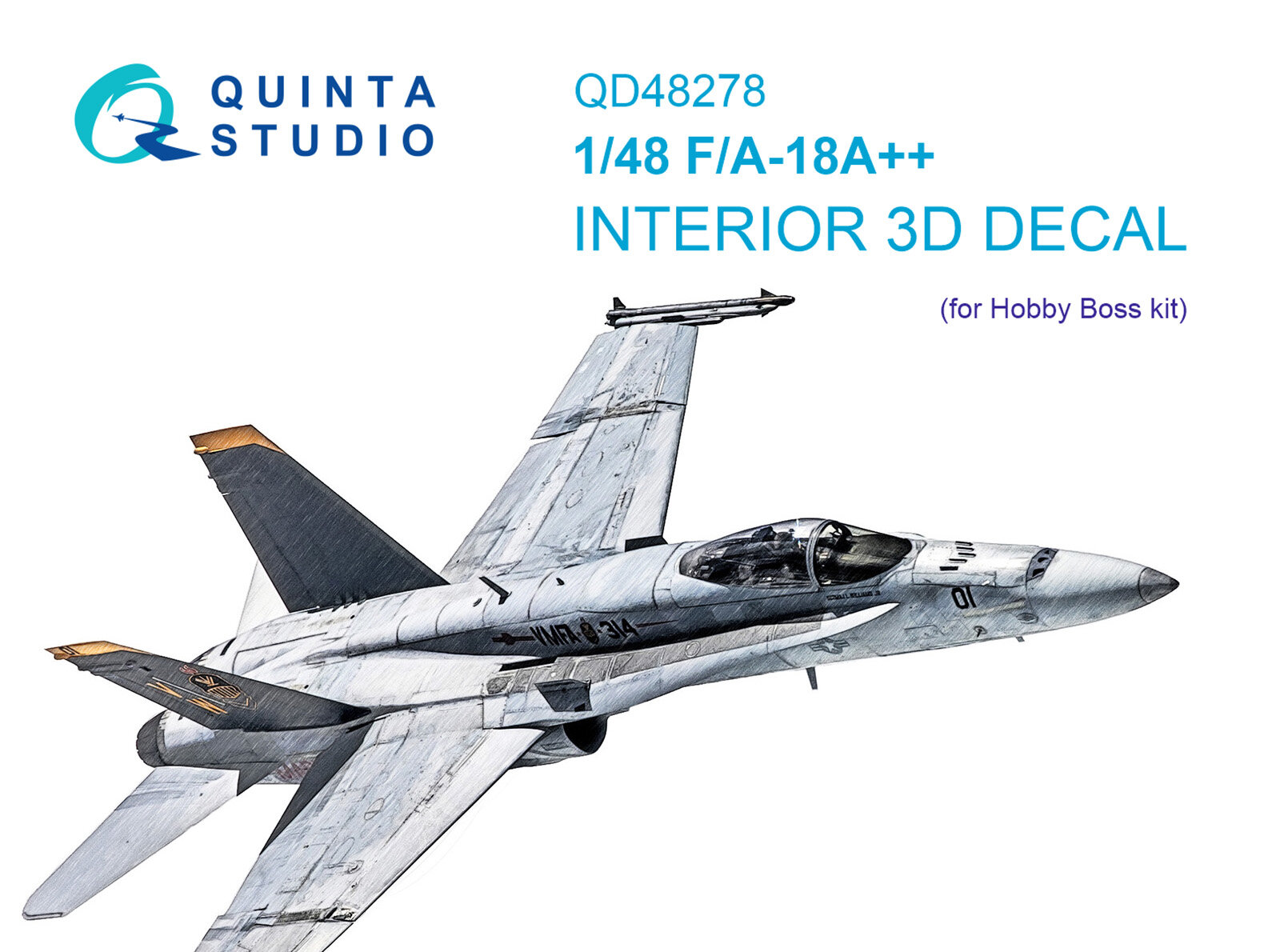 QD48278 3D Декаль интерьера кабины F/A-18А++ (HobbyBoss)