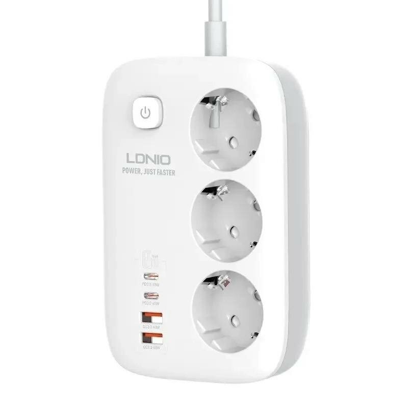 Сетевой фильтр - удлинитель LDNIO SE3436 - Power Strip 3250W 3 розетки 4 USB 2м