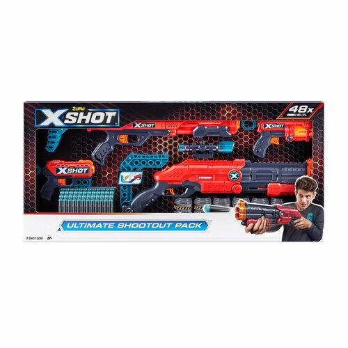 бластер zuru x shot excel kickback с 8 стрелами Набор для стрельбы X-SHOT Комбо 4 бластера 36251-2022