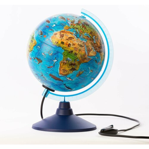Глoбус зоогеографический детский Классик Евро диаметр 210 мм с подсветкой 2637₽