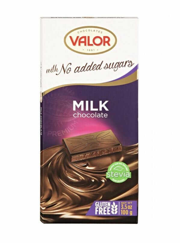 Шоколад Valor молочный б/с 100гр