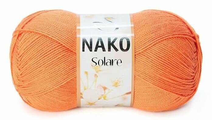 Пряжа NAKO Solare (Нако), оранжевый - 966, 100% хлопок, 5 мотков, 100 г, 380 м.