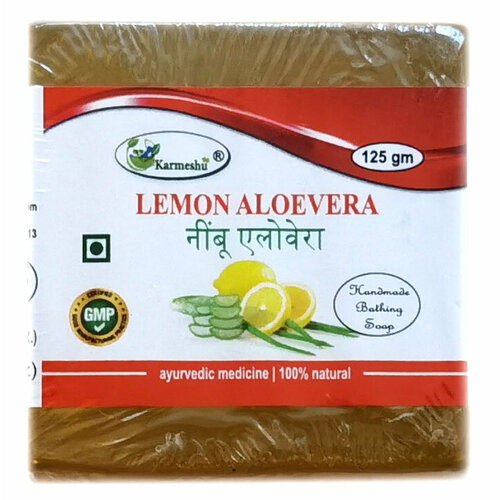 LEMON ALOE VERA Handmade Bathing Soap, Karmeshu (     , ), 125 