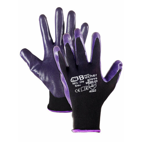 90.4100.10/набор Перчатки хозяйственные с пенным пурпурным покрытием, размер XL, 3 пары, Adolf Buc