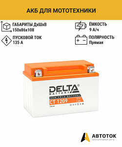 Аккумулятор DELTA Battery CT1209