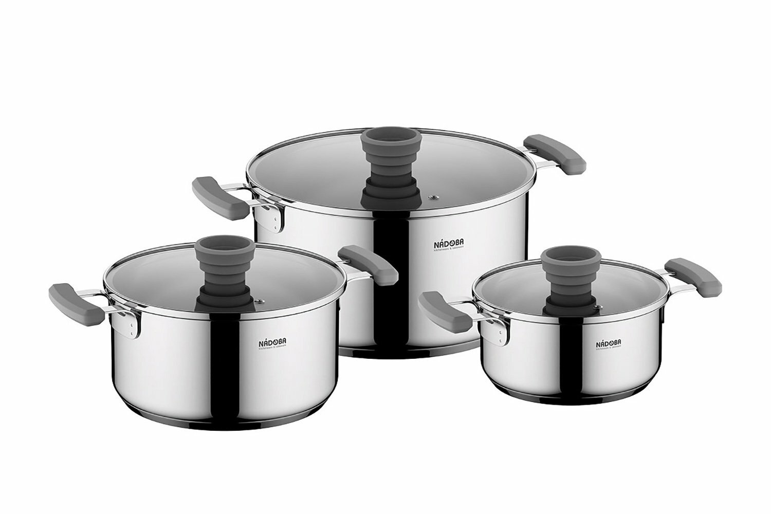 Набор кастрюль с крышками NADOBA Kamila 3 предмета нержавеющая сталь