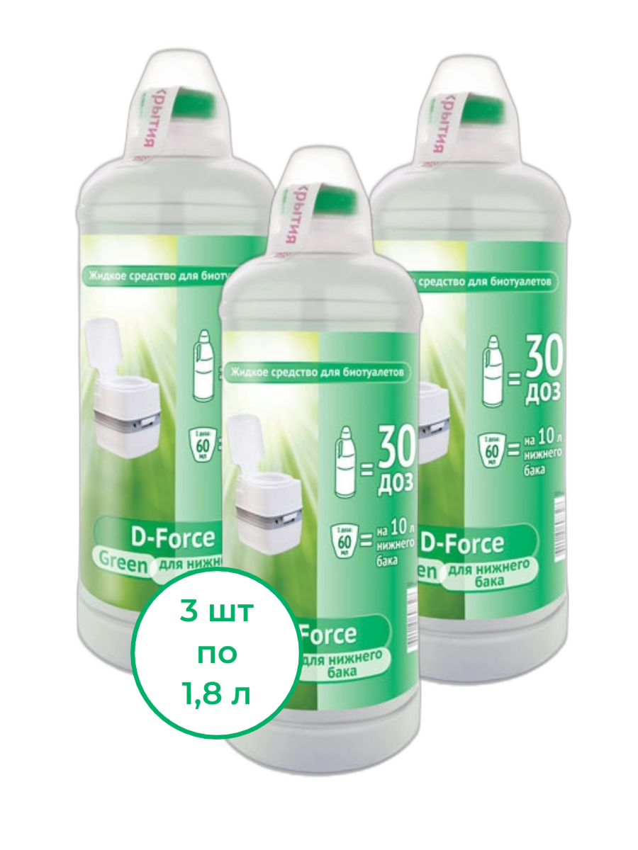 Ваше хозяйство Жидкое средство для биотуалетов D-Force Green 18 л 3 шт