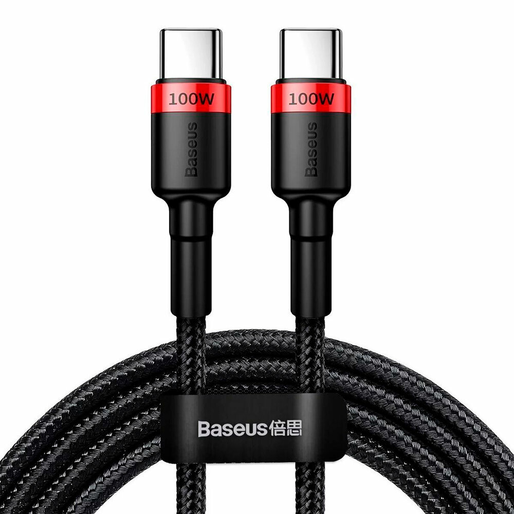 Кабель BASEUS Cafule PD2.0 USB-C->Type-C 100W (2 метра) чёрный-красный