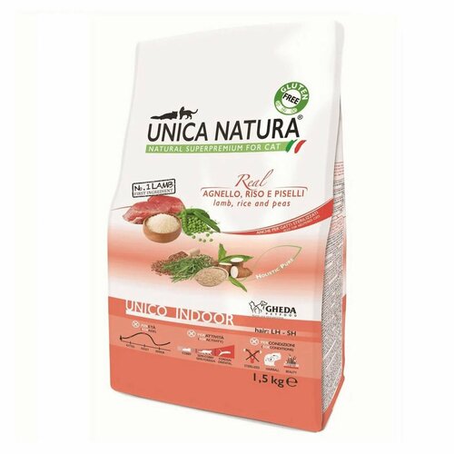 UNICA Indoor сухой корм для кошек с ягненком, рисом и горохом, 1,5 кг