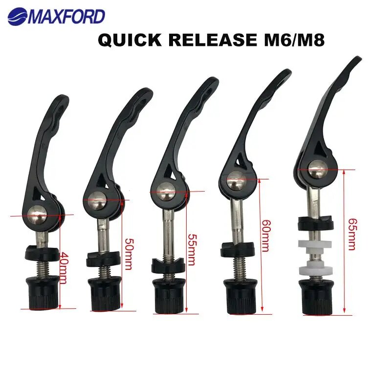 MAXFORD Быстроразъемный винт для подседельного штыря M6 M8 40/50/55/60/65 мм, M8X75mm Black color