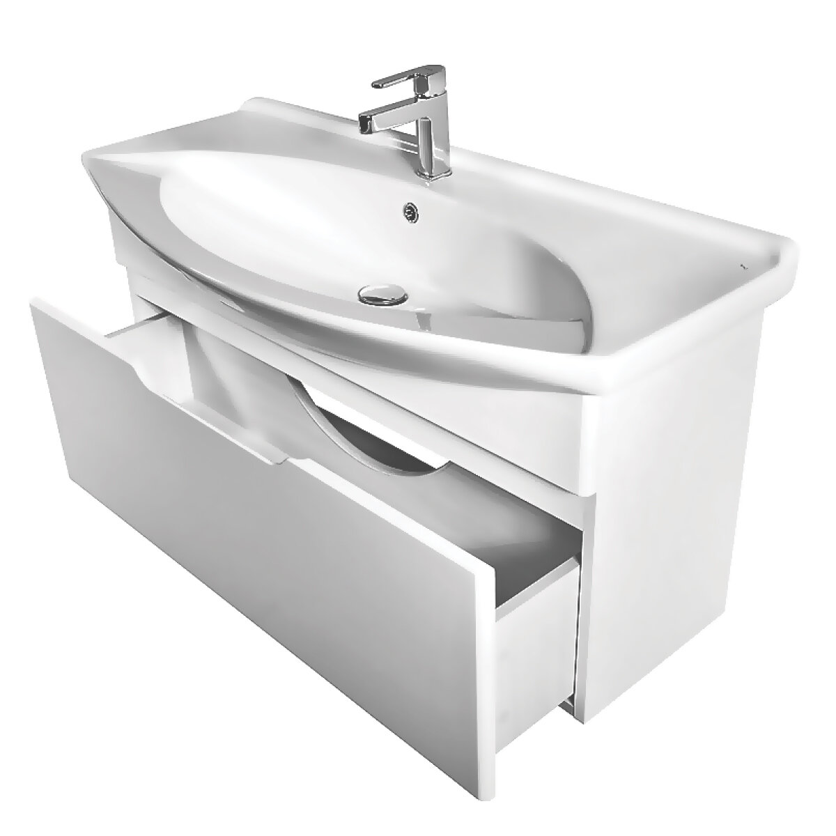 Комплект для ванной комнаты LAGUNA  65 см  Тумба подвесная  1 ящик  белый глянец  умывальник керамический  Лагуна  65 см  DREJA