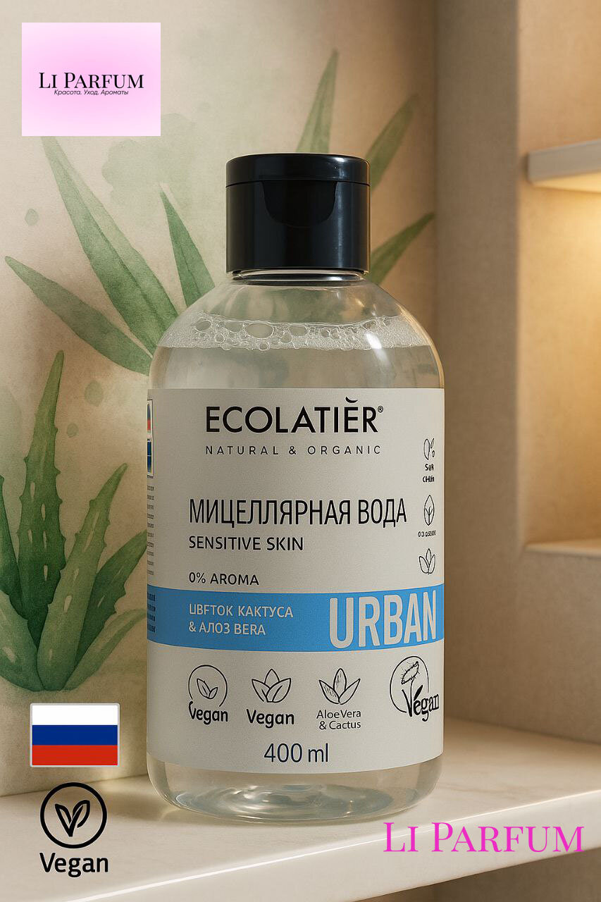 Мицеллярная вода "Urban Sensitive Skin" ECOLATIER, для чувствительной кожи