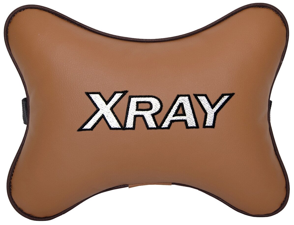 Автомобильная подушка на подголовник экокожа Fox с логотипом автомобиля LADA XRAY
