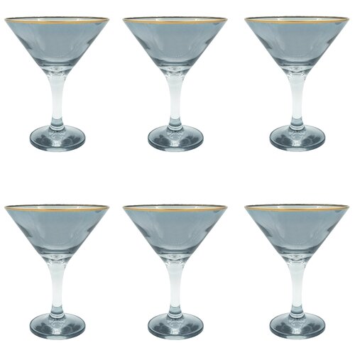 Набор бокалов для мартини, 6 штук, 150 мл, цвет прозрачный черный, MARMA MM-SET-69